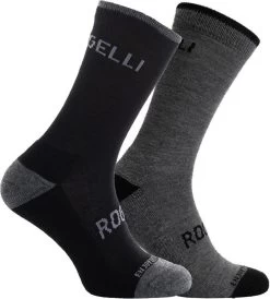 Rogelli Wintersok Merino Wool 2-pack - Grijs & Zwart - Maat 40-43