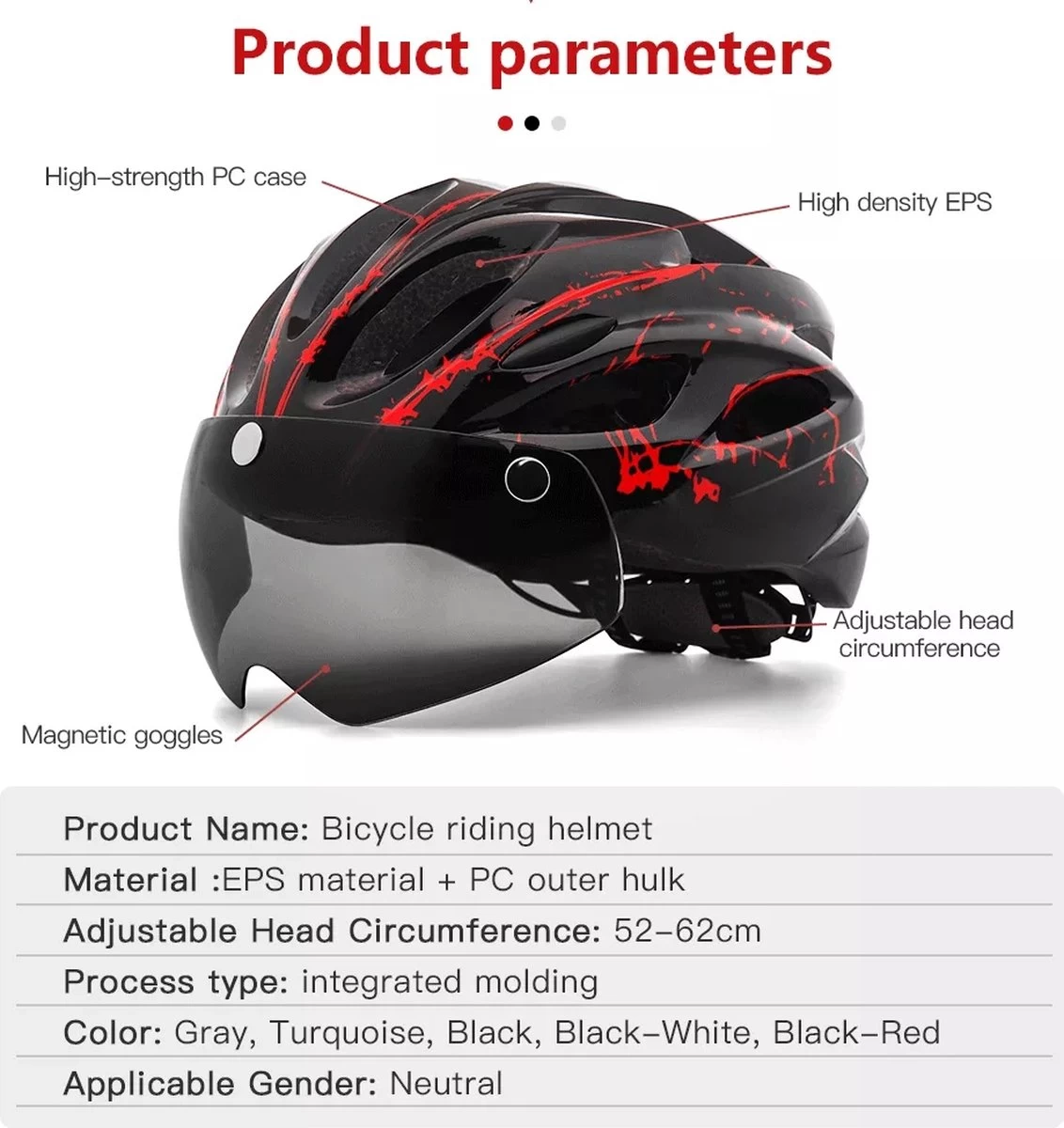Zacro Fietshelm - Met Bril En Waarschuwingslampje - Nacht Veiligheidshelmen Fietshelm - Verstelbaar - Voor Volwassenen, MTB, Stadsfietsen - Rood En Zwart 10 Zacro Fietshelm - Met Bril En Waarschuwingslampje - Nacht Veiligheidshelmen Fietshelm - Verstelbaar - Voor Volwassenen, MTB, Stadsfietsen - Rood En Zwart - Afbeelding 8
