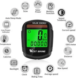 Draadloze Verlichte Fietscomputer - USB Oplaadbaar- Op Zonne- Energie - Kilometerteller - Klok - Calorie Teller - Snelheidsmeter - Auto Wake - IPX7 Waterdicht - 5 Talen - Met Verlichte LCD Display - Multifunctioneel - Inclusief Sensor - Zwart 17 Draadloze Verlichte Fietscomputer - USB Oplaadbaar- Op Zonne- Energie - Kilometerteller - Klok - Calorie Teller - Snelheidsmeter - Auto Wake - IPX7 Waterdicht - 5 Talen - Met Verlichte LCD Display - Multifunctioneel - Inclusief Sensor - Zwart -Fietsenwinkel 1169x1200 2