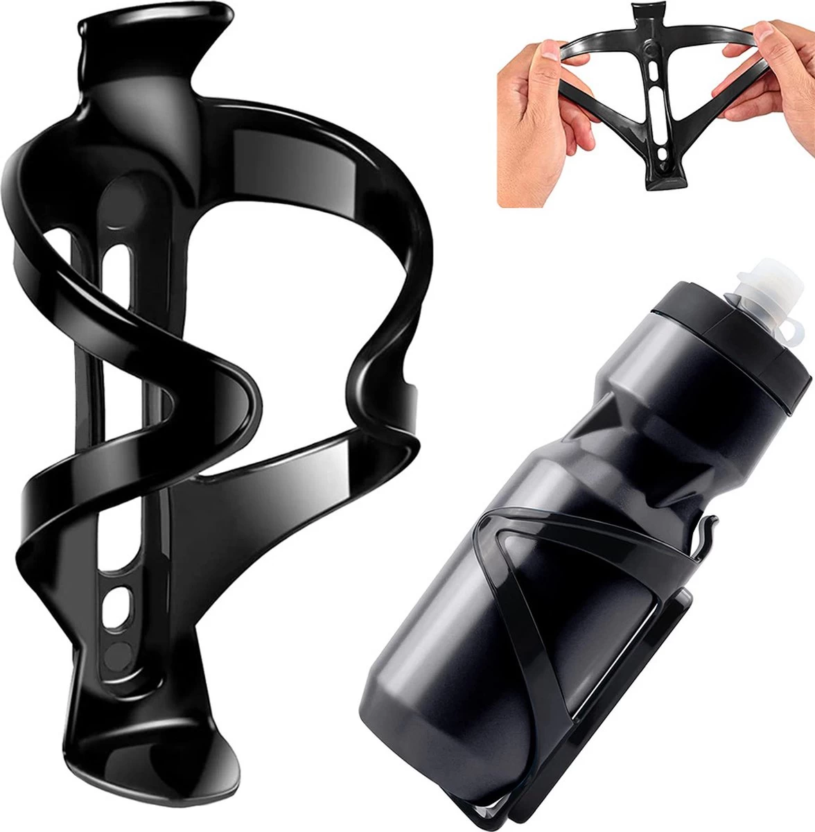 Merkloos Universele Bidonhouders Fiets - Sterke En Flexibele Structuur - Afmeting 14.5x7.5x7.6cm - Zwart 3 Merkloos Universele Bidonhouders Fiets - Sterke En Flexibele Structuur - Afmeting 14.5x7.5x7.6cm - Zwart