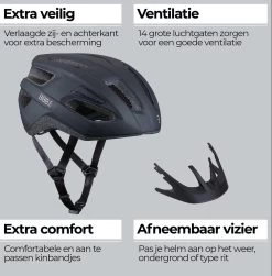 BBB Cycling Kite 2.0 Racefiets Helm - Mountainbike Helm - Wielrenhelm - Sporthelm - Mat Zwart - Maat L - BHE-29B -Fietsenwinkel 1181x1200