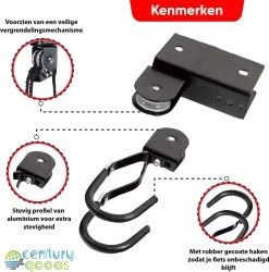 Century Goods Fietslift - Fietstakel - Fiets Ophangsysteem - Met Valbeveiliging | 60 Kg Draagkracht -Fietsenwinkel 1185x1200 4