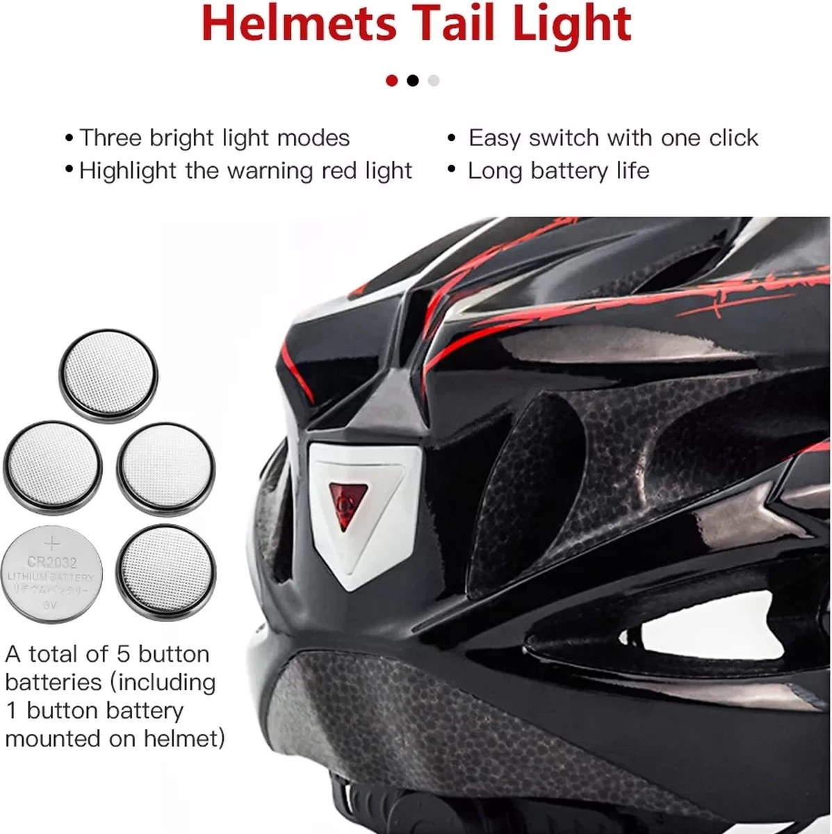 Zacro Fietshelm - Met Bril En Waarschuwingslampje - Nacht Veiligheidshelmen Fietshelm - Verstelbaar - Voor Volwassenen, MTB, Stadsfietsen - Rood En Zwart 11 Zacro Fietshelm - Met Bril En Waarschuwingslampje - Nacht Veiligheidshelmen Fietshelm - Verstelbaar - Voor Volwassenen, MTB, Stadsfietsen - Rood En Zwart - Afbeelding 9