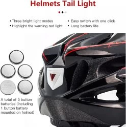 Zacro Fietshelm - Met Bril En Waarschuwingslampje - Nacht Veiligheidshelmen Fietshelm - Voor Volwassenen, MTB, Stadsfietsen - Wit En Zwart -Fietsenwinkel 1197x1200 3