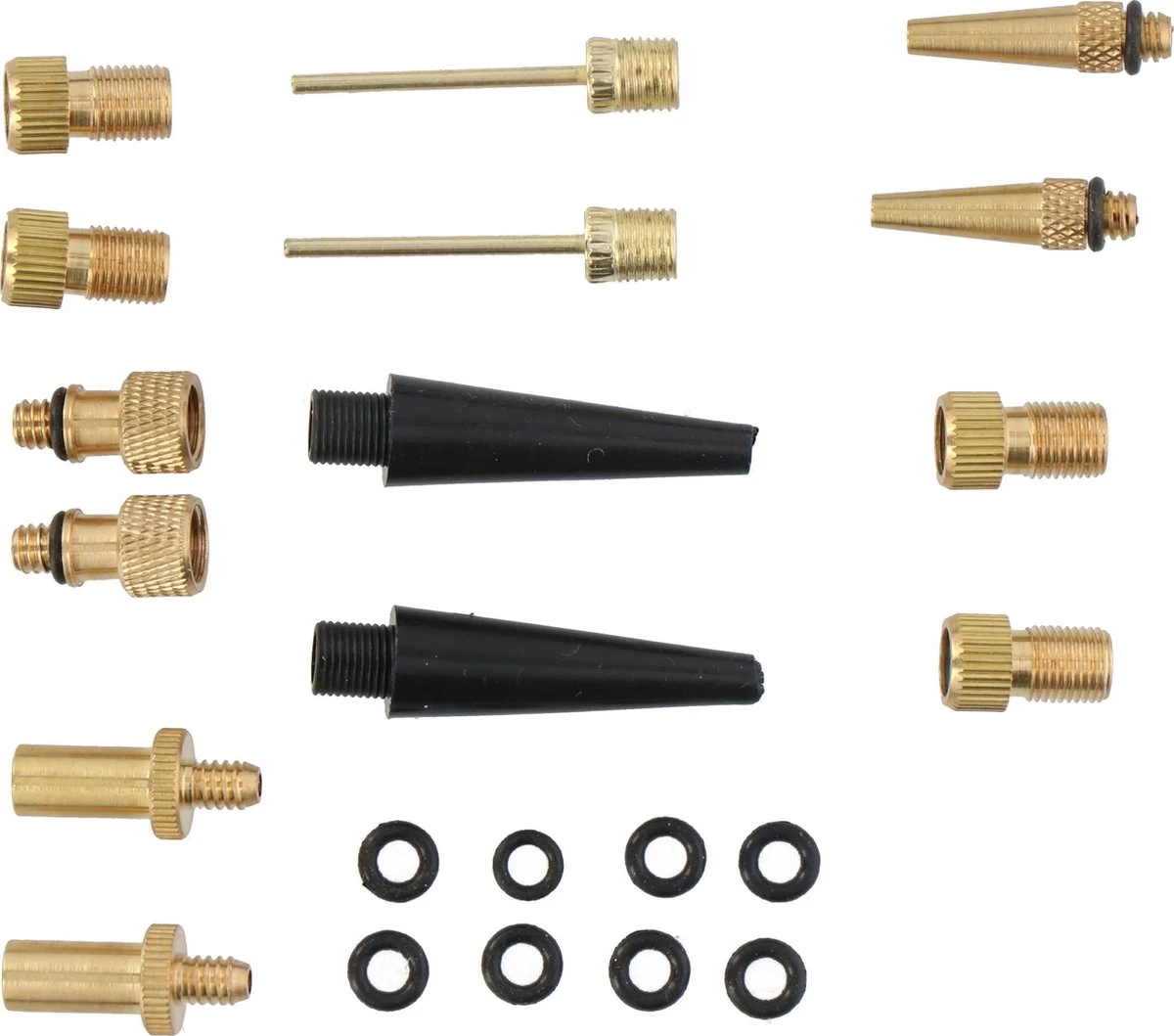 Dunlop Set Verloopnippels Fietspomp - 14 Stuks - Adapter Fietsventiel - Ballenpomp - Universeel 3 Dunlop Set Verloopnippels Fietspomp - 14 Stuks - Adapter Fietsventiel - Ballenpomp - Universeel