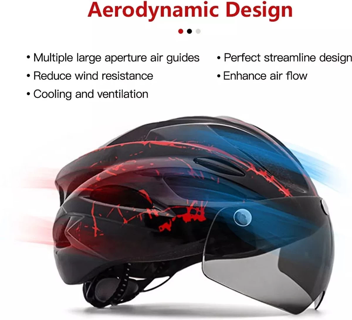 Zacro Fietshelm - Met Bril En Waarschuwingslampje - Nacht Veiligheidshelmen Fietshelm - Verstelbaar - Voor Volwassenen, MTB, Stadsfietsen - Rood En Zwart 7 Zacro Fietshelm - Met Bril En Waarschuwingslampje - Nacht Veiligheidshelmen Fietshelm - Verstelbaar - Voor Volwassenen, MTB, Stadsfietsen - Rood En Zwart - Afbeelding 5