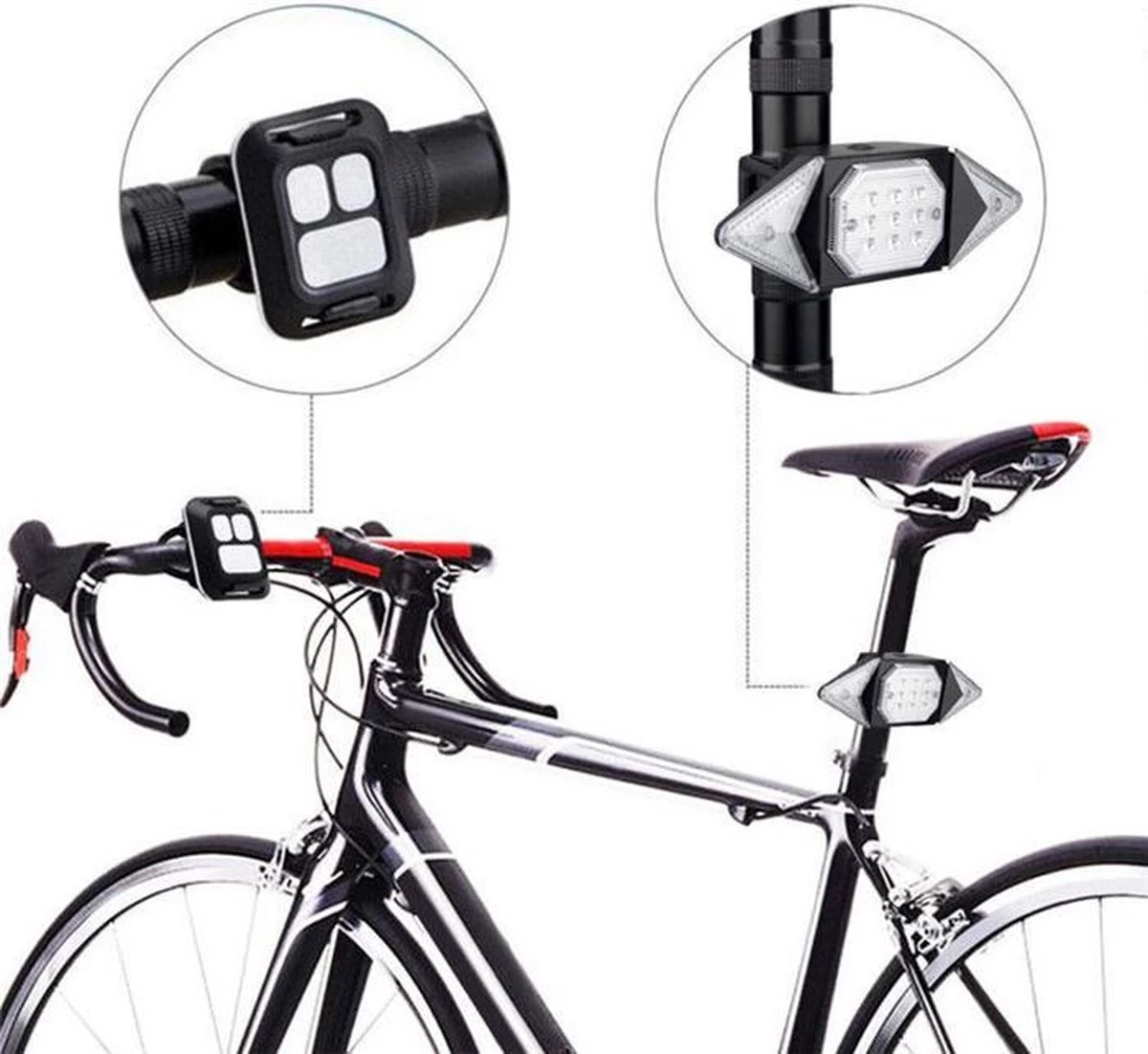 LED Fiets Achterlicht- Veiligheidswaarschuwing- Draadloze Afstandsbediening- Richtingaanwijzer- Lamp Met Elektronische Hoorn 7 LED Fiets Achterlicht- Veiligheidswaarschuwing- Draadloze Afstandsbediening- Richtingaanwijzer- Lamp Met Elektronische Hoorn - Afbeelding 5