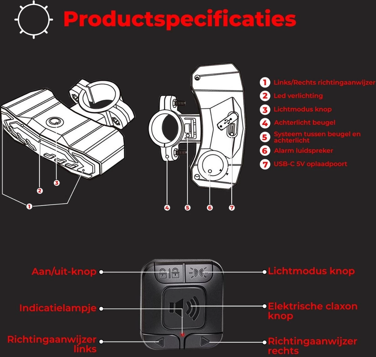B-care Elektrische Fietsverlichting - Inclusief Afstandsbediening En Richtingaanwijzers - Fietsalarm - Anti Diefstal Alarm - Fiets Achterlicht - Fietsbel - Fiets Accessoires 13 B-care Elektrische Fietsverlichting - Inclusief Afstandsbediening En Richtingaanwijzers - Fietsalarm - Anti Diefstal Alarm - Fiets Achterlicht - Fietsbel - Fiets Accessoires - Afbeelding 11