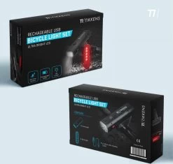 TIKKENS LED Fietsverlichting Set - Fietslamp USB Oplaadbaar - Fietslampjes Voorlicht & Achterlicht - Waterdicht – Zwart -Fietsenwinkel 1200x1143