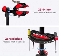 LifeGoods Fiets Montagestandaard - Fietsreparatie Racefiets / MTB - Incl. Stuurhouder - Zwart/Rood -Fietsenwinkel 1200x1148 2