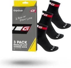 GripGrab - Classic Regular Cut Sokken 3PACK Zomerfietssokken - Zwart - Unisex - Maat M -Fietsenwinkel 1200x1151