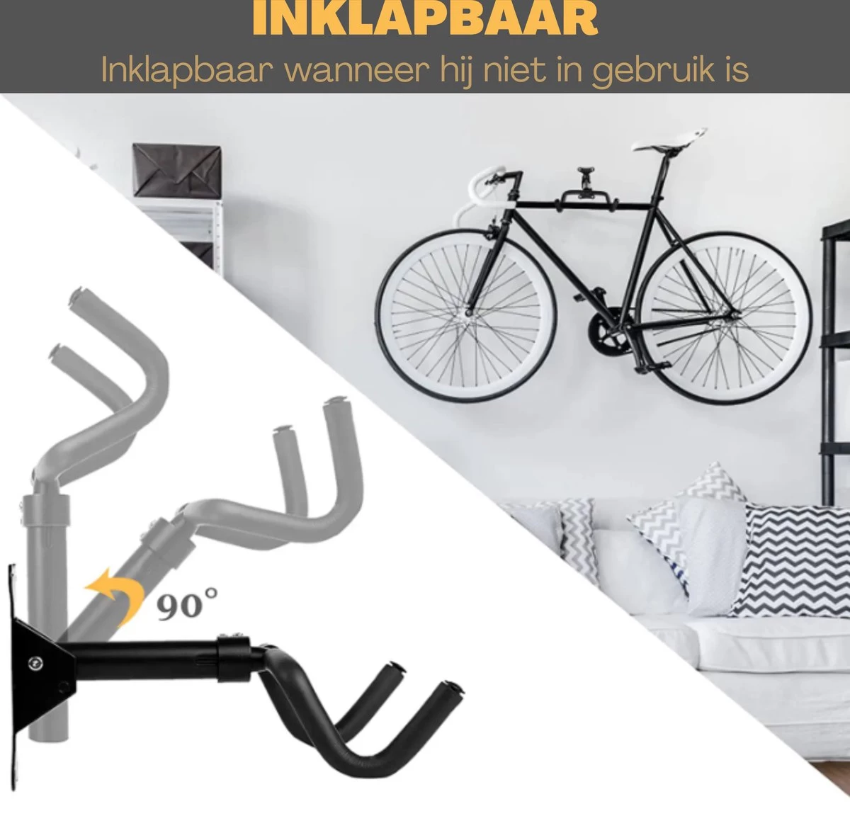 W&Z WallMount Fietsdrager - Ophangbeugel - Muurbeugel Fiets - Fietsbeugel - Opbergbeugel - Ophangsysteem - 2 Stuks 12 W&Z WallMount Fietsdrager - Ophangbeugel - Muurbeugel Fiets - Fietsbeugel - Opbergbeugel - Ophangsysteem - 2 Stuks - Afbeelding 10