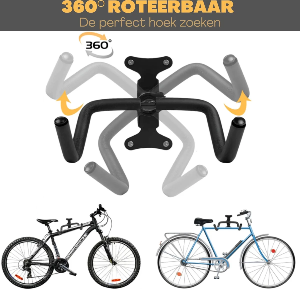 W&Z WallMount Fietsdrager - Ophangbeugel - Muurbeugel Fiets - Fietsbeugel - Opbergbeugel - Ophangsysteem - 2 Stuks 5 W&Z WallMount Fietsdrager - Ophangbeugel - Muurbeugel Fiets - Fietsbeugel - Opbergbeugel - Ophangsysteem - 2 Stuks - Afbeelding 3