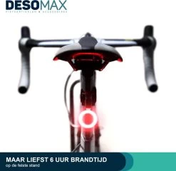 DesoMax® Fietslicht Achterlicht LED USB Oplaadbaar Helder Rond - Achterlicht Voor Racefiets En MTB – Herkenningslicht -Fietsenwinkel 1200x1166