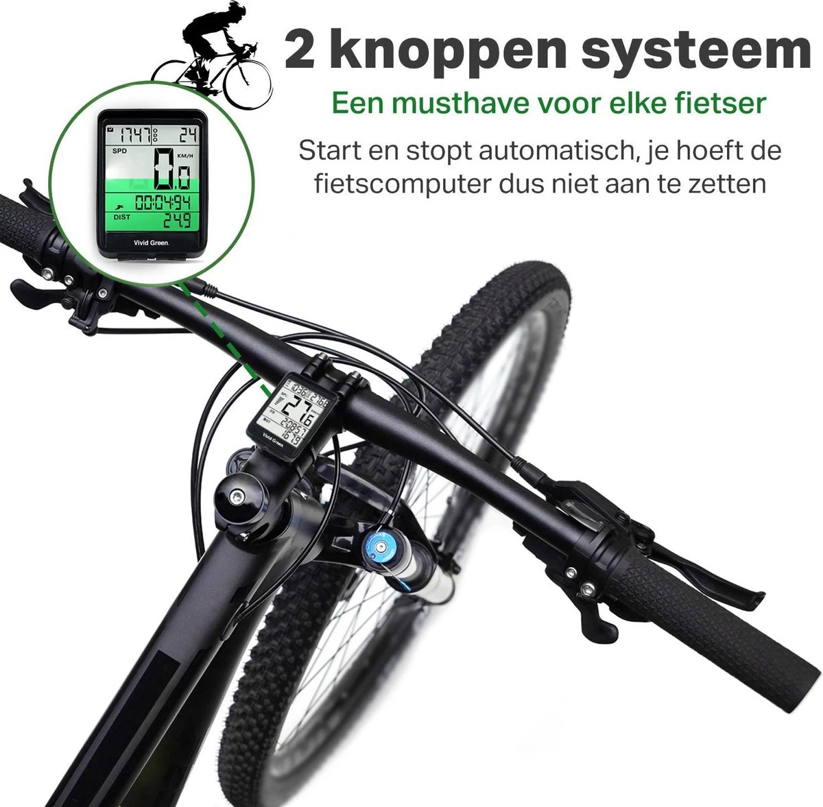 Vivid Green Draadloze Fietscomputer Snelheidsmeter - Mountainbike - Kilometerteller - Fiets Accessoires - Racefiets - Draadloos 7 Vivid Green Draadloze Fietscomputer Snelheidsmeter - Mountainbike - Kilometerteller - Fiets Accessoires - Racefiets - Draadloos - Afbeelding 5