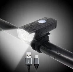 Voorlicht Fiets - Fietsverlichting - Led Voorlamp - Fietslicht - 350 Lumen - Usb - Oplaadbaar - Compact - Waterdicht - Koplamp Fiets