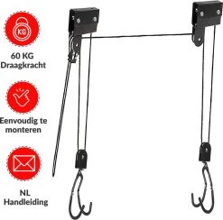 Century Goods Fietslift - Fietstakel - Fiets Ophangsysteem - Met Valbeveiliging | 60 Kg Draagkracht