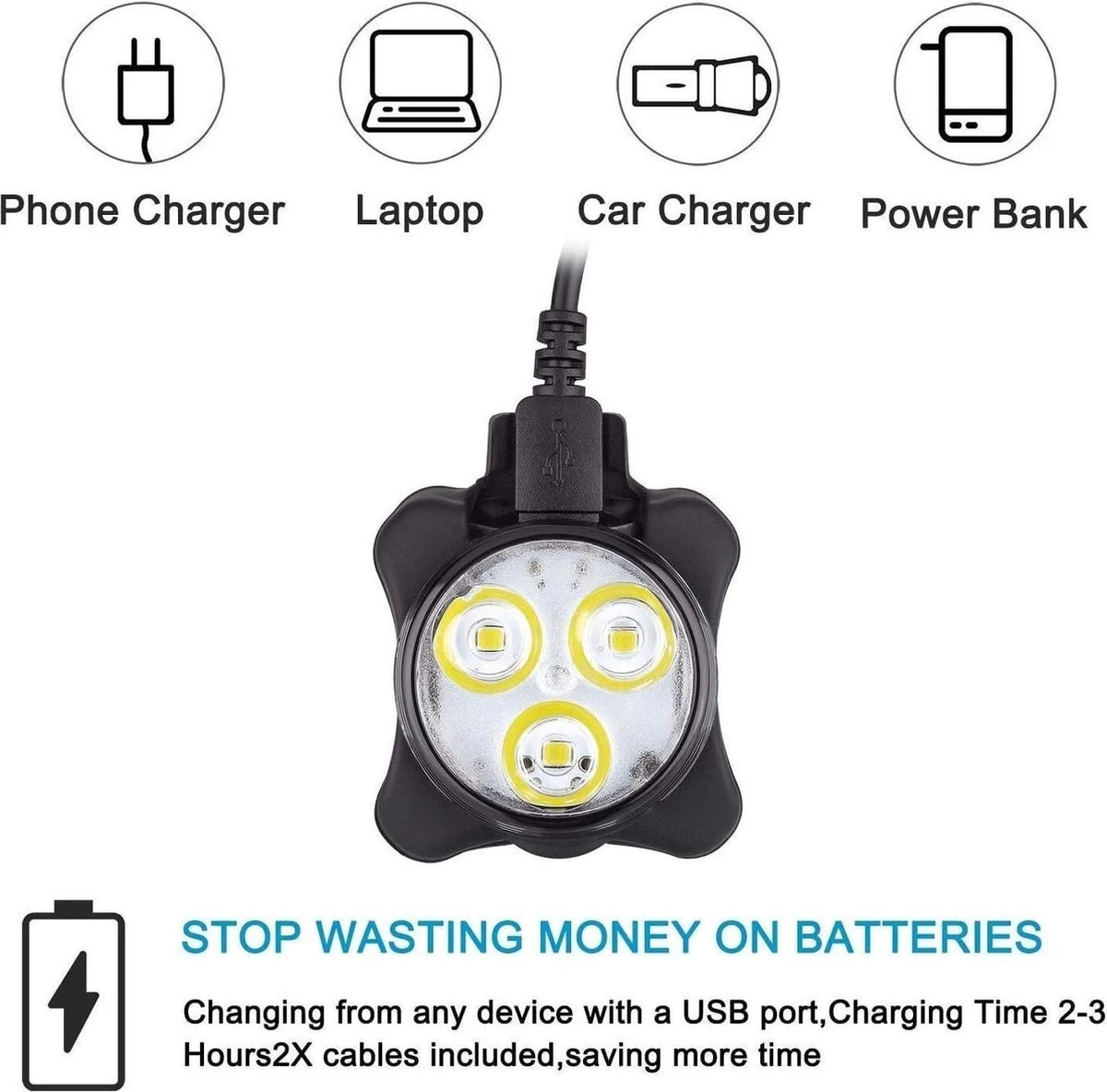 Merkloos LED Fietsverlichting USB Oplaadbaar - 4 Modes - Waterbestendig - Fietslicht - Fietslampjes 9 Merkloos LED Fietsverlichting USB Oplaadbaar - 4 Modes - Waterbestendig - Fietslicht - Fietslampjes - Afbeelding 7