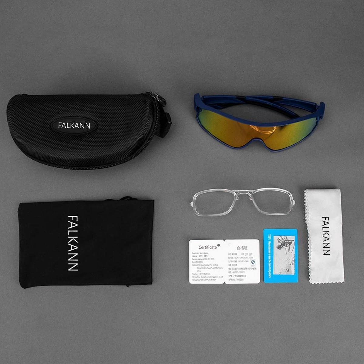 Falkann Air - Fietsbril / Sportbril Set Met Gepolariseerde Lens - Zwart/Grijs 4 Falkann Air - Fietsbril / Sportbril Set Met Gepolariseerde Lens - Zwart/Grijs - Afbeelding 2