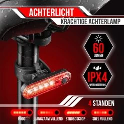 Strex LED Fietsverlichting Set - Voorlicht En Achterlicht - USB Oplaadbaar - Fietslamp - Fietslampjes - Zwart -Fietsenwinkel 1200x1200 304