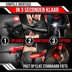 Strex LED Fietsverlichting Set - Voorlicht En Achterlicht - USB Oplaadbaar - Fietslamp - Fietslampjes - Zwart -Fietsenwinkel 1200x1200 307