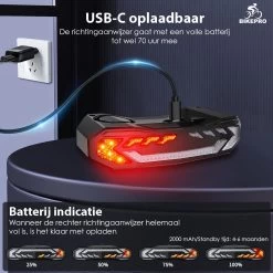 BikePro Fiets Achterlicht 2.0 Met Alarm En Richtingaanwijzer - IP54 Waterdicht - USB Oplaadbaar -Fietsenwinkel 1200x1200 322