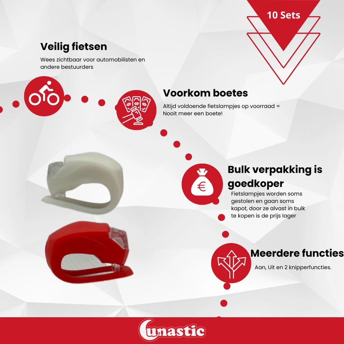 Fietslampjes LED 10 Sets (10 X Wit & 10 X Rood) Inclusief Batterijen - Lunastic Set Van 20 Lampjes 7 Fietslampjes LED 10 Sets (10 X Wit & 10 X Rood) Inclusief Batterijen - Lunastic Set Van 20 Lampjes - Afbeelding 5