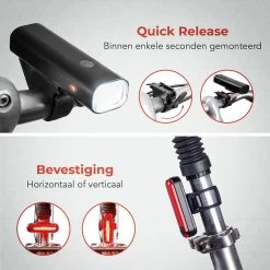 LifeGoods LED Fietsverlichting Set - Voorlicht En Achterlicht - USB Oplaadbaar - Zwart -Fietsenwinkel 1200x1200 378