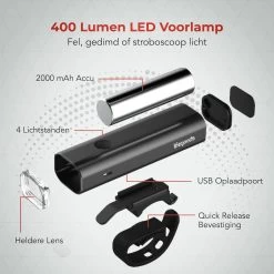 LifeGoods LED Fietsverlichting Set - Voorlicht En Achterlicht - USB Oplaadbaar - Zwart -Fietsenwinkel 1200x1200 381