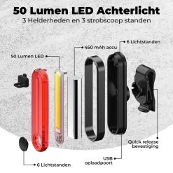 PRO LED 2022 Fietsverlichting Set - Racefiets Verlichting - Voorlicht En Achterlicht - Fietsaccessoires - USB Oplaadbaar - IP65 Waterdicht -Fietsenwinkel 1200x1200 384