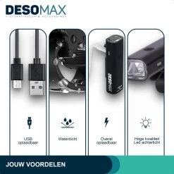 DesoMax® Fietsverlichting Set USB Oplaadbaar Heldere Fietslamp - Voorlicht - Achterlicht - Koplamp - Achterlamp -Fietsenwinkel 1200x1200 462