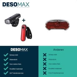 DesoMax® Fietsverlichting Set USB Oplaadbaar Heldere Fietslamp - Voorlicht - Achterlicht - Koplamp - Achterlamp -Fietsenwinkel 1200x1200 463