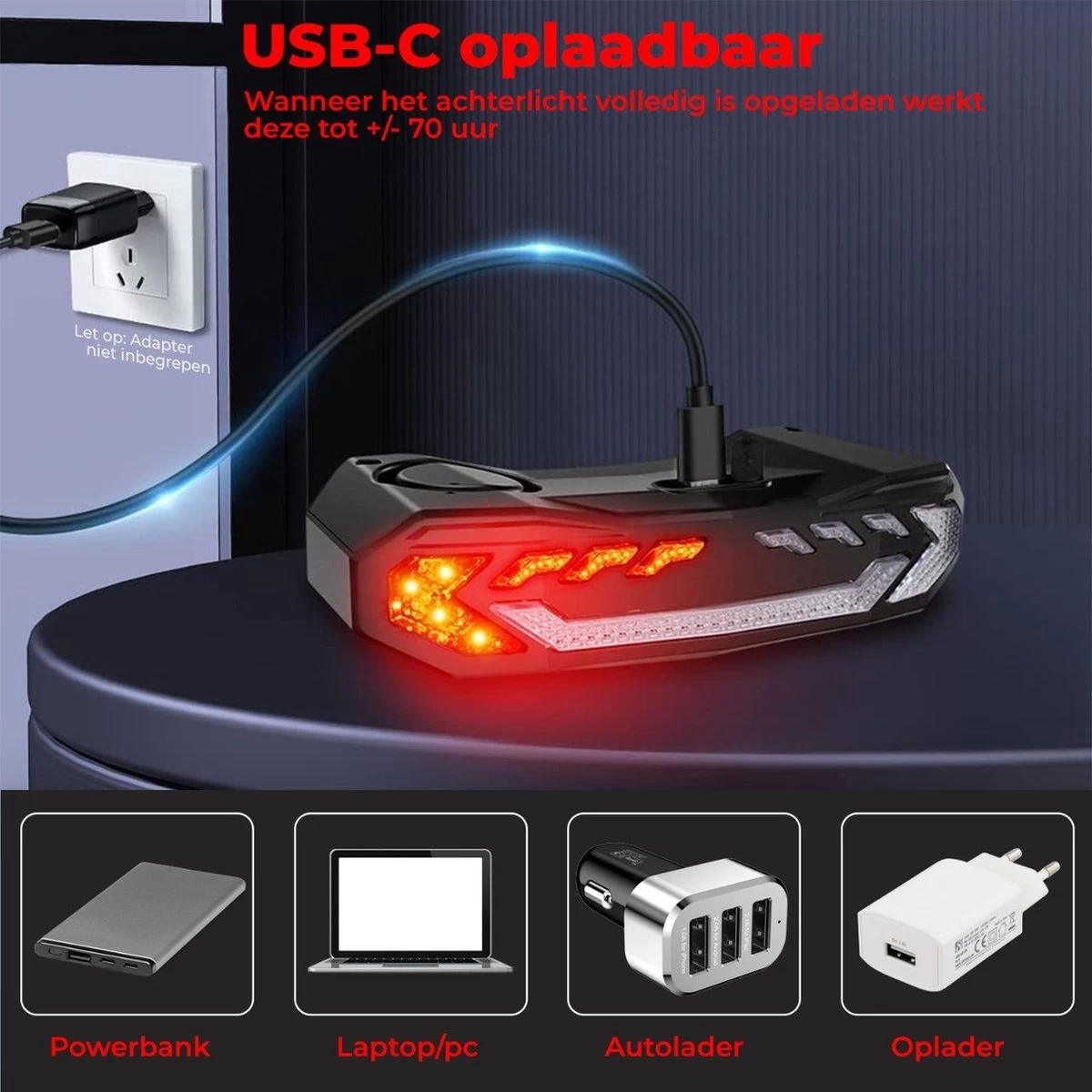 B-care Elektrische Fietsverlichting - Inclusief Afstandsbediening En Richtingaanwijzers - Fietsalarm - Anti Diefstal Alarm - Fiets Achterlicht - Fietsbel - Fiets Accessoires 8 B-care Elektrische Fietsverlichting - Inclusief Afstandsbediening En Richtingaanwijzers - Fietsalarm - Anti Diefstal Alarm - Fiets Achterlicht - Fietsbel - Fiets Accessoires - Afbeelding 6