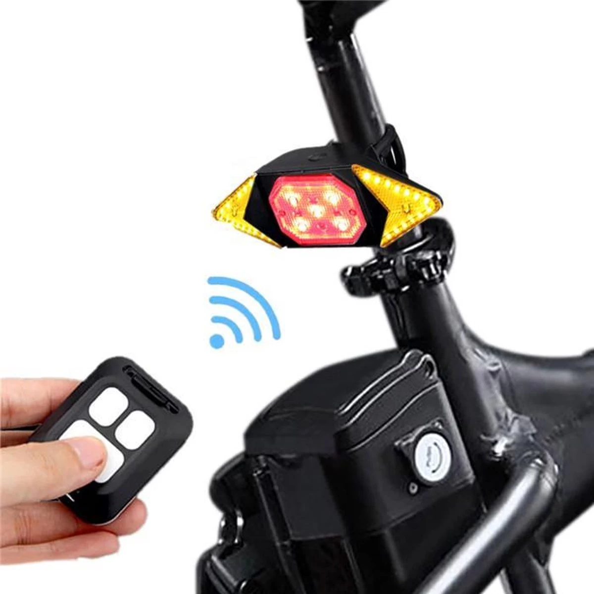 LED Fiets Achterlicht- Veiligheidswaarschuwing- Draadloze Afstandsbediening- Richtingaanwijzer- Lamp Met Elektronische Hoorn 4 LED Fiets Achterlicht- Veiligheidswaarschuwing- Draadloze Afstandsbediening- Richtingaanwijzer- Lamp Met Elektronische Hoorn - Afbeelding 2