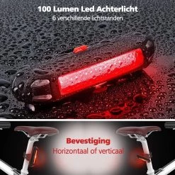 SWILIX ® - Fietsverlichting Set - Oplaadbare USB Led Fietslamp - Voor En Achter - Waterdicht - 4 Lichtstanden - Zwart -Fietsenwinkel 1200x1200 545