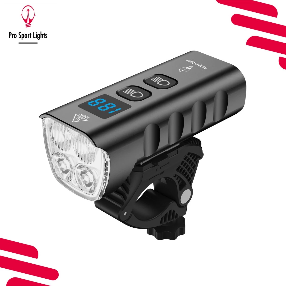 Pro Sport Lights Performance 1800 Lumen Fietslamp Voorlicht - Fietsverlichting USB Oplaadbaar - Koplamp Fiets - LED Racefiets / Mountainbike 6 Pro Sport Lights Performance 1800 Lumen Fietslamp Voorlicht - Fietsverlichting USB Oplaadbaar - Koplamp Fiets - LED Racefiets / Mountainbike - Afbeelding 5