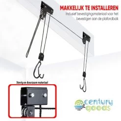 Century Goods Fietslift - Fietstakel - Fiets Ophangsysteem - Met Valbeveiliging | 60 Kg Draagkracht -Fietsenwinkel 1200x1200 752
