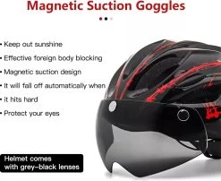 Zacro Fietshelm - Met Bril En Waarschuwingslampje - Nacht Veiligheidshelmen Fietshelm - Verstelbaar - Voor Volwassenen, MTB, Stadsfietsen - Rood En Zwart 14 Zacro Fietshelm - Met Bril En Waarschuwingslampje - Nacht Veiligheidshelmen Fietshelm - Verstelbaar - Voor Volwassenen, MTB, Stadsfietsen - Rood En Zwart -Fietsenwinkel 1200x982