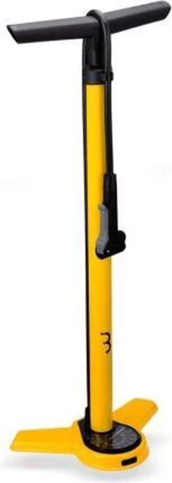 BBB Cycling AirSteel Fietspomp Met Drukmeter - Fiets Pomp Racefiets En Mountainbike - Voetpomp Extra Lang 11 Bar - Geel - BFP-27