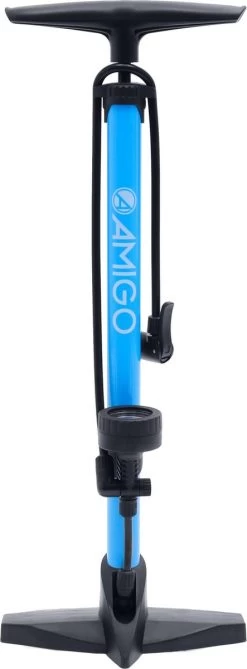 AMIGO M2 Fietspomp Met Drukmeter - Vloerpomp Voor Hollands Ventiel/ Frans Ventiel/ Autoventiel - Blauw
