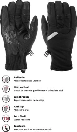 Luxe Winter Handschoen - Warm Door Dikke Stof En Thinsulate - Waterproof - Windvrij - Touchscreen Fietshandschoen - Reflecterend - Unisex R2 - Storm Winter Fietshandschoenen - Zwart - Maat XL / 9 -Fietsenwinkel 700x1200 1
