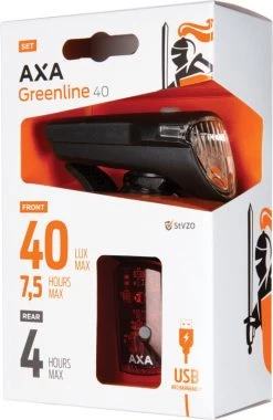 AXA Greenline 40 Lux - LED Fietslampjes Voor En Achter - Fietsverlichting USB Oplaadbaar -Fietsenwinkel 781x1200