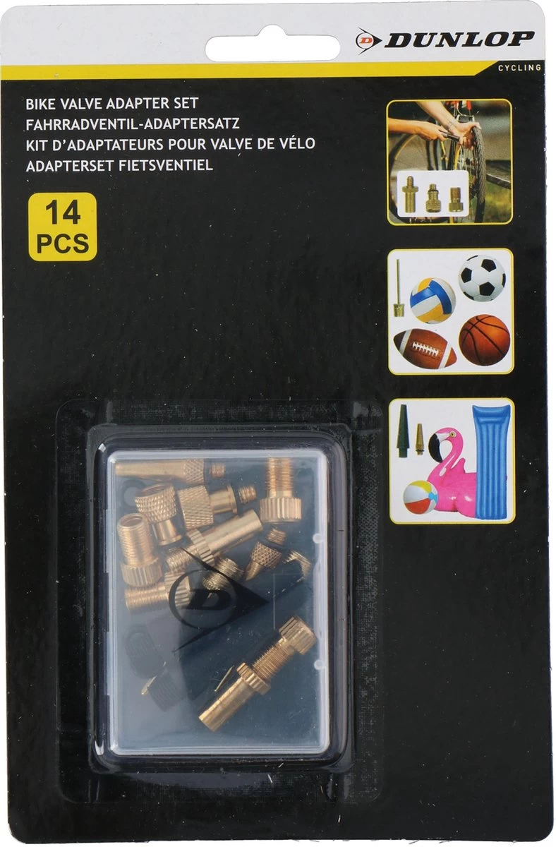 Dunlop Set Verloopnippels Fietspomp - 14 Stuks - Adapter Fietsventiel - Ballenpomp - Universeel 7 Dunlop Set Verloopnippels Fietspomp - 14 Stuks - Adapter Fietsventiel - Ballenpomp - Universeel - Afbeelding 5