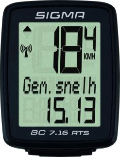Sigma Fietscomputer BC 7.16 ATS - Draadloos - Zwart