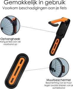 Fiets Ophangbeugel - Zwart / Oranje - Cycling WallMount - Muurhouder Fiets - Muurbeugel Wandhouder Wandbeugel - Muurbevestiging Ophangsysteem - Muur Houder Fietsbeugel Fietshaak -Fietsenwinkel 983x1200