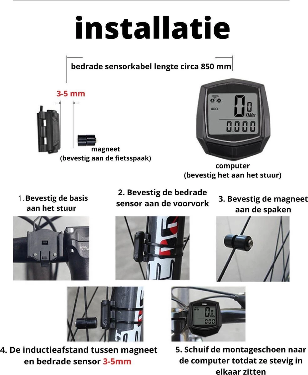 Pleasant Life Kilometerteller Fiets - Waterdicht - Digitale LCD - Bedraad - Fiets Accesoires - Mountainbike - Wielrennen - 7 Pleasant Life Kilometerteller Fiets - Waterdicht - Digitale LCD - Bedraad - Fiets Accesoires - Mountainbike - Wielrennen - - Afbeelding 5