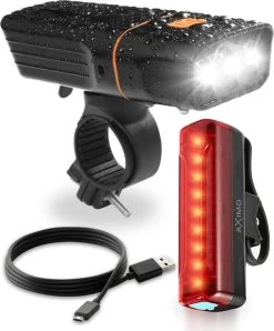 AXIMO Fietsverlichting 500 Lumen - Fietslamp USB Oplaadbaar LED - Voorlicht En Achterlicht - Fietslicht Set